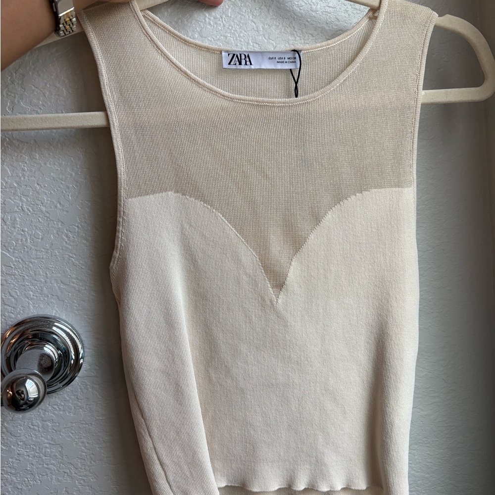 Zara Cream Sleeveless Top